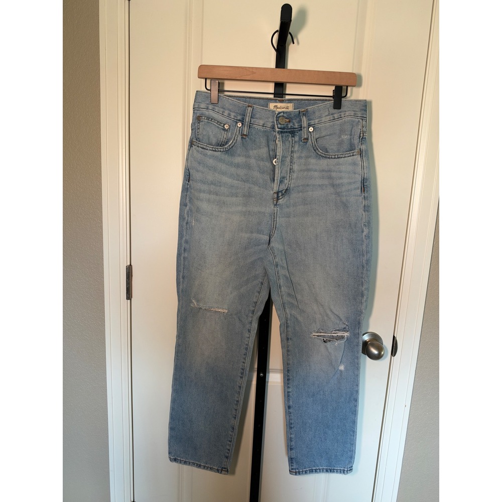 Madewell Perfect Vintage Crop Jean 29 Light Wash Women's Distressed Button Fly
